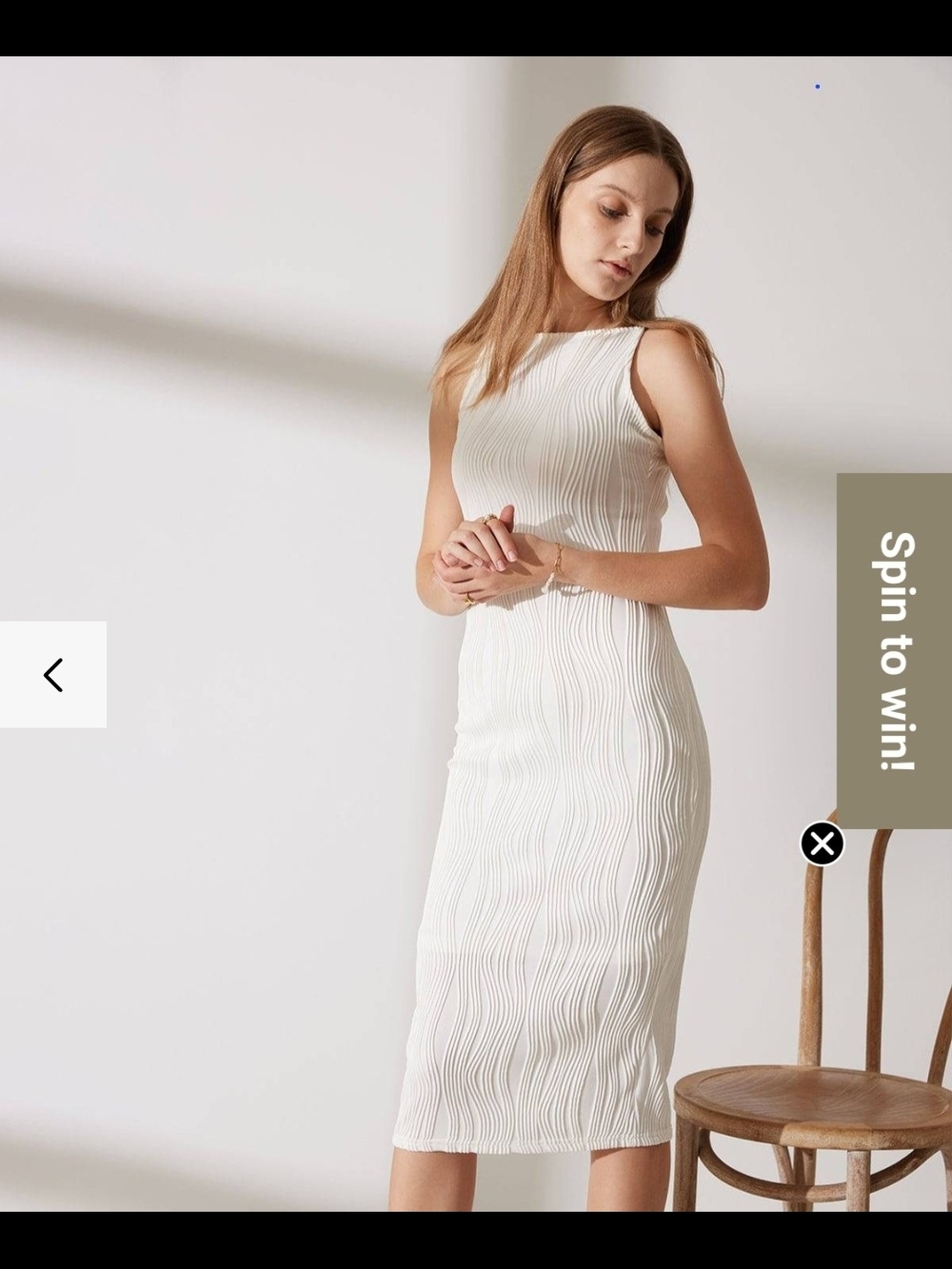 RIHOAS Cream Sleeveless Midi Dress with Wave Texture Size 12 Nwt